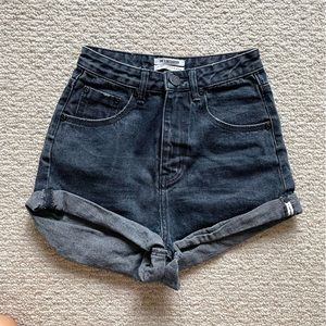 High waisted dark blue shorts
